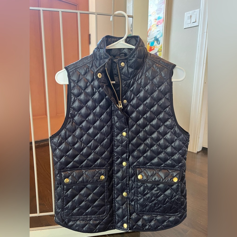 J. Crew Navy Quilted Vest, Size Small